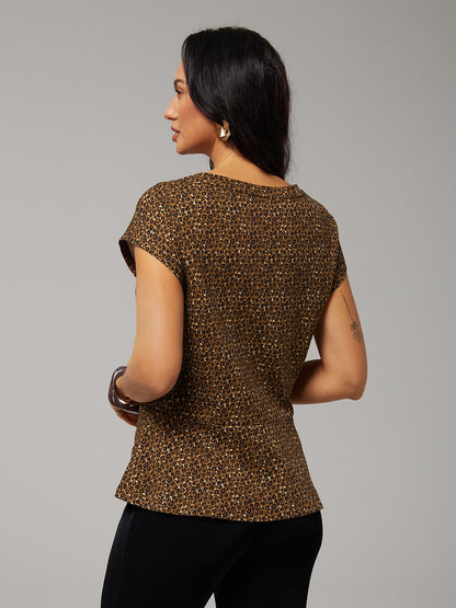 Leopard Print Twist Design All-cotton Top