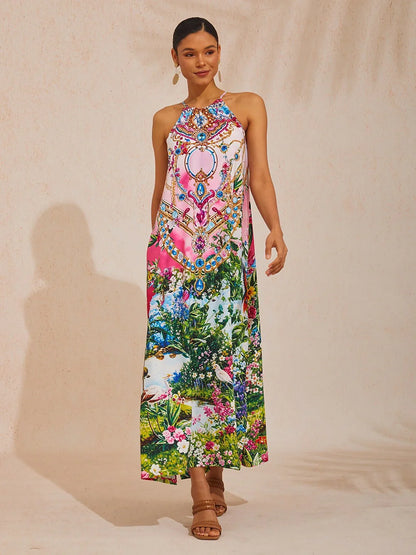 Jungle Wild Party Silky Leopard Maxi Dress