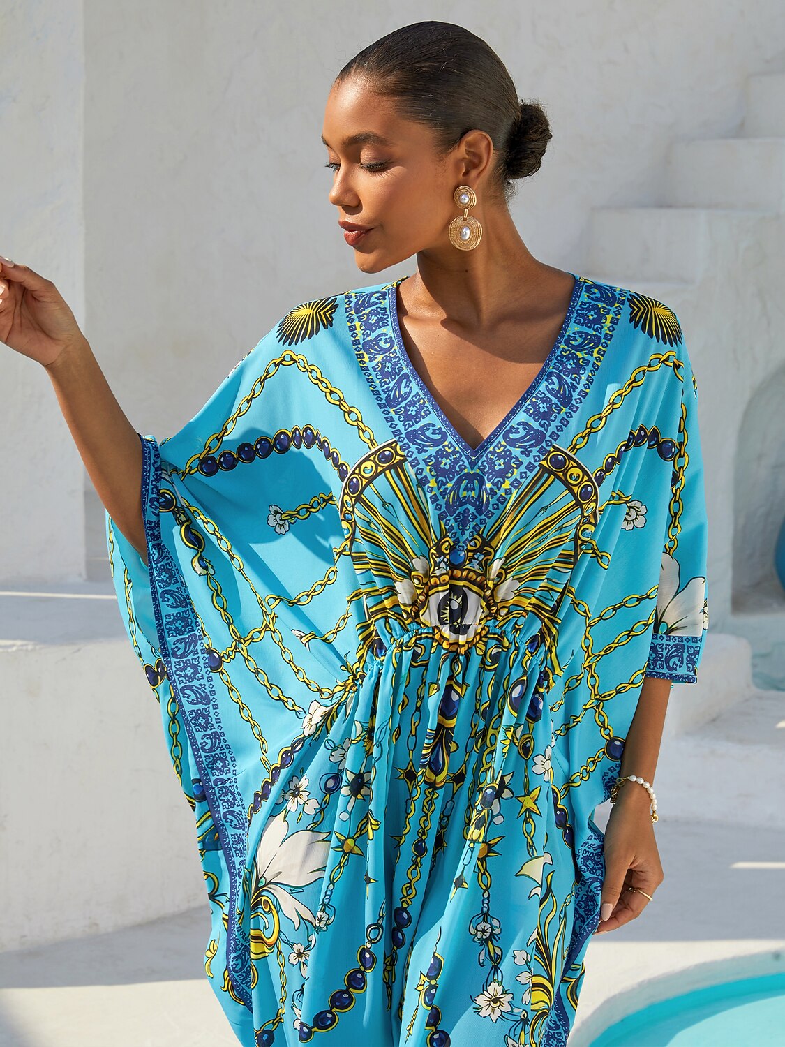 Vintage Jewelry Chiffon Vacation Kaftan