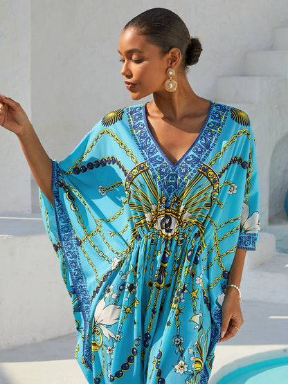 Boho Paisley Flowy Chiffon Kaftan