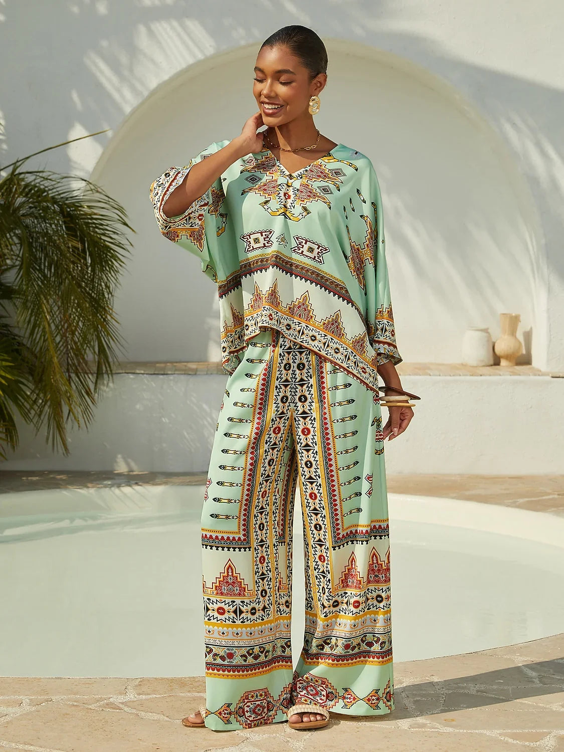 Coral Riviera Silky Satin Top
