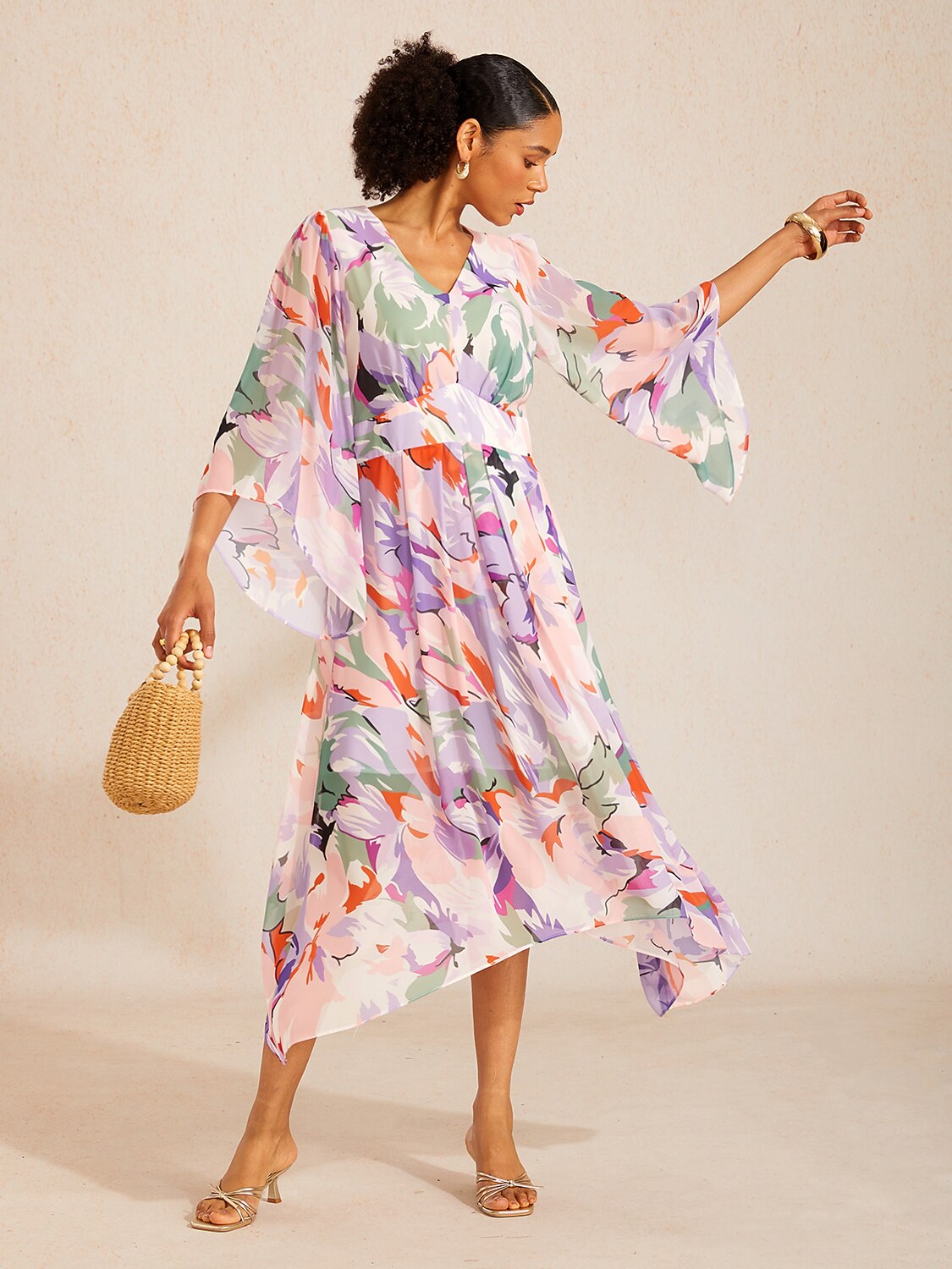 Spring Blooms Flowy Chiffon  Maxi Dress