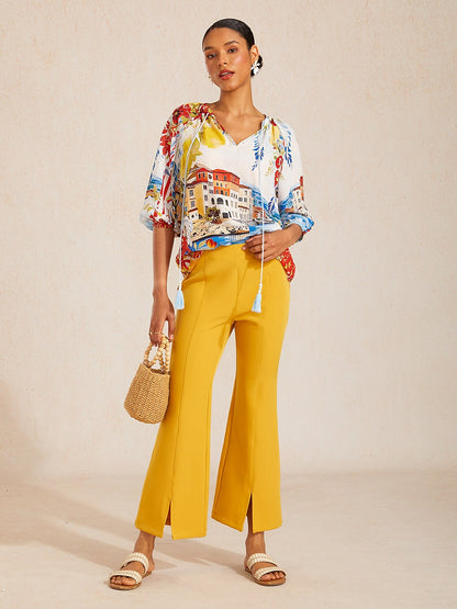 Vintage Baroque Chiffon Raglan Sleeve Blouse