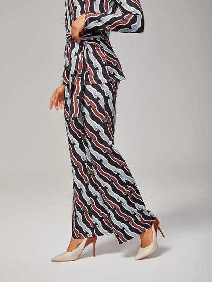Ripple Print Stretchy Flare Pants