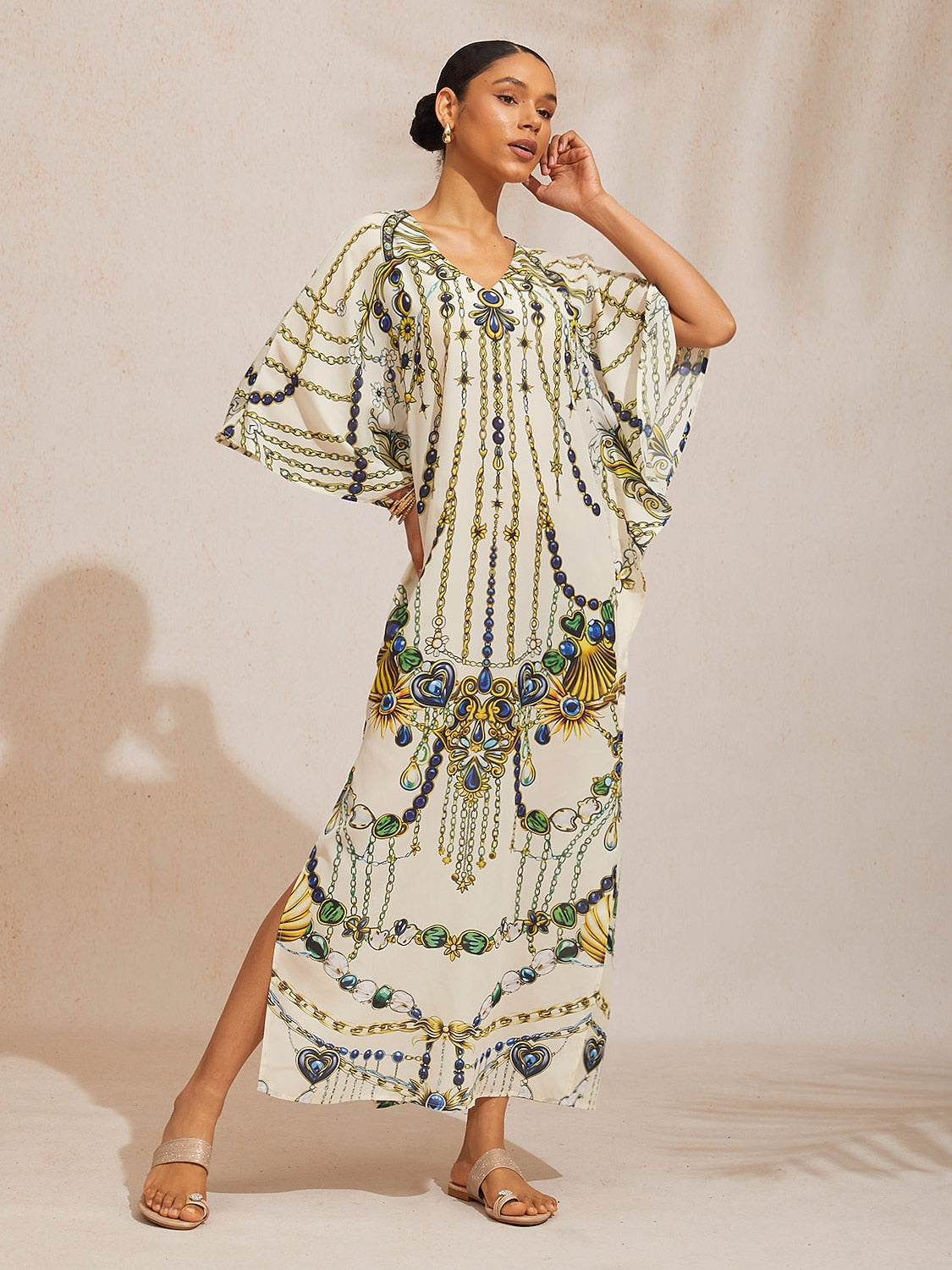 Gradient Tiger Flowy Chiffon Maxi Dress