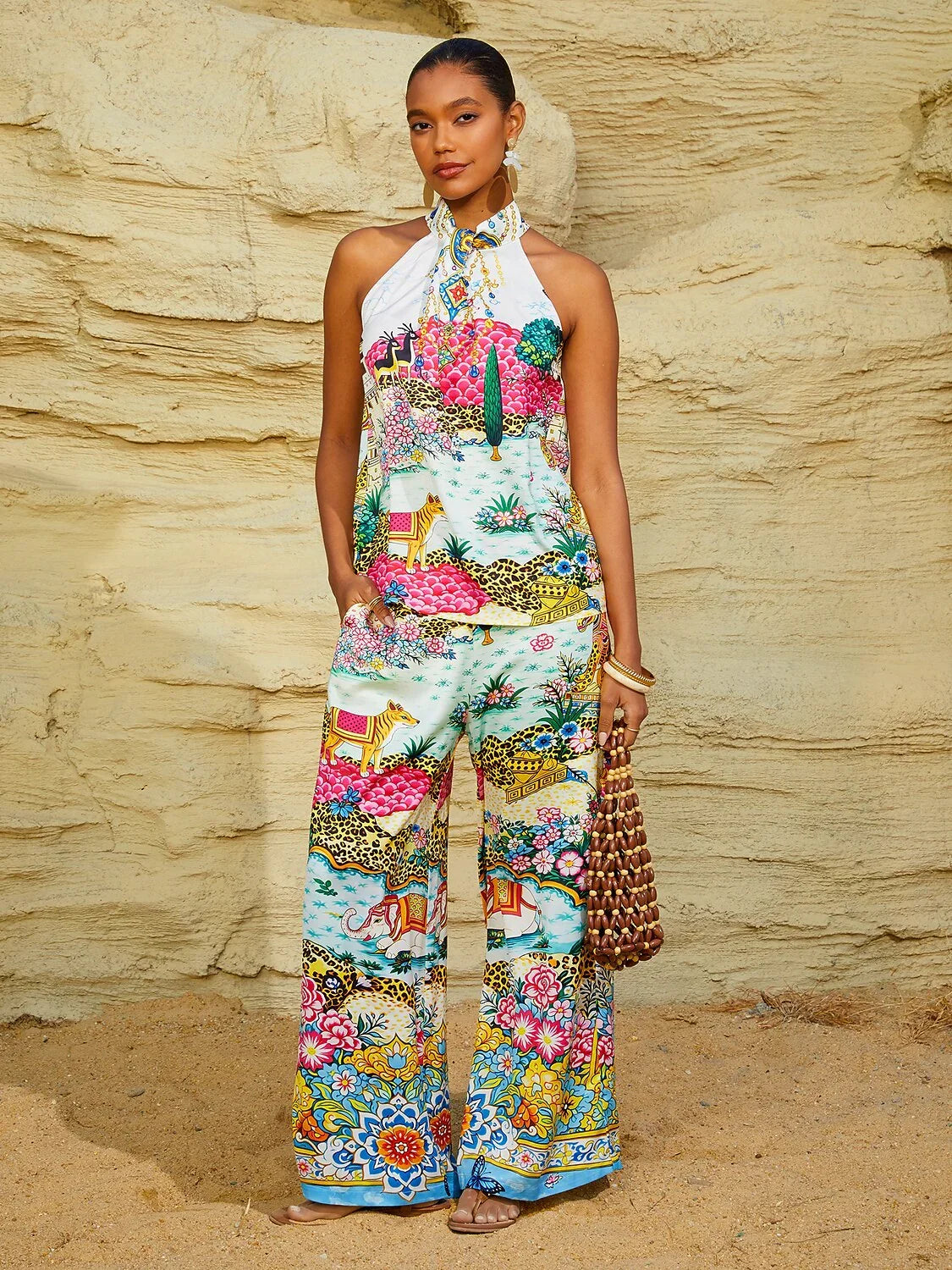 Dream Village Silky Satin Vintage Pants