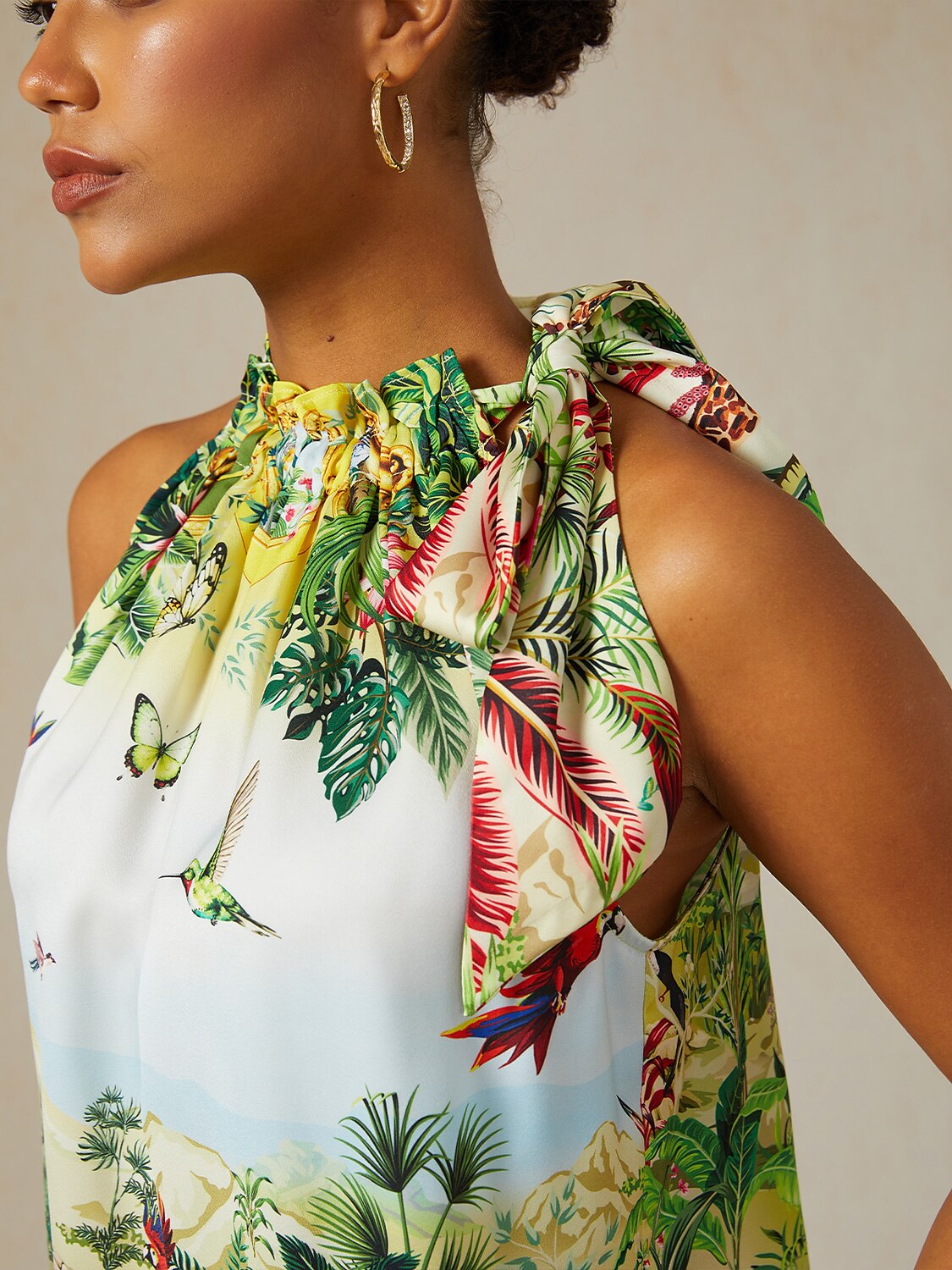 Olive Eden Silky Satin Sleeveless Halter Top