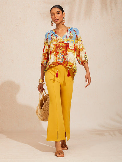Vintage Baroque Chiffon Raglan Sleeve Top