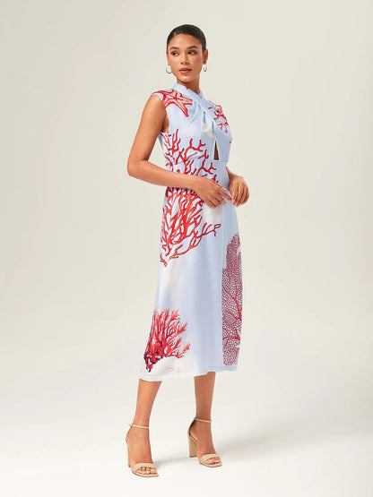 Elegant Ocean Tie Maxi Dress