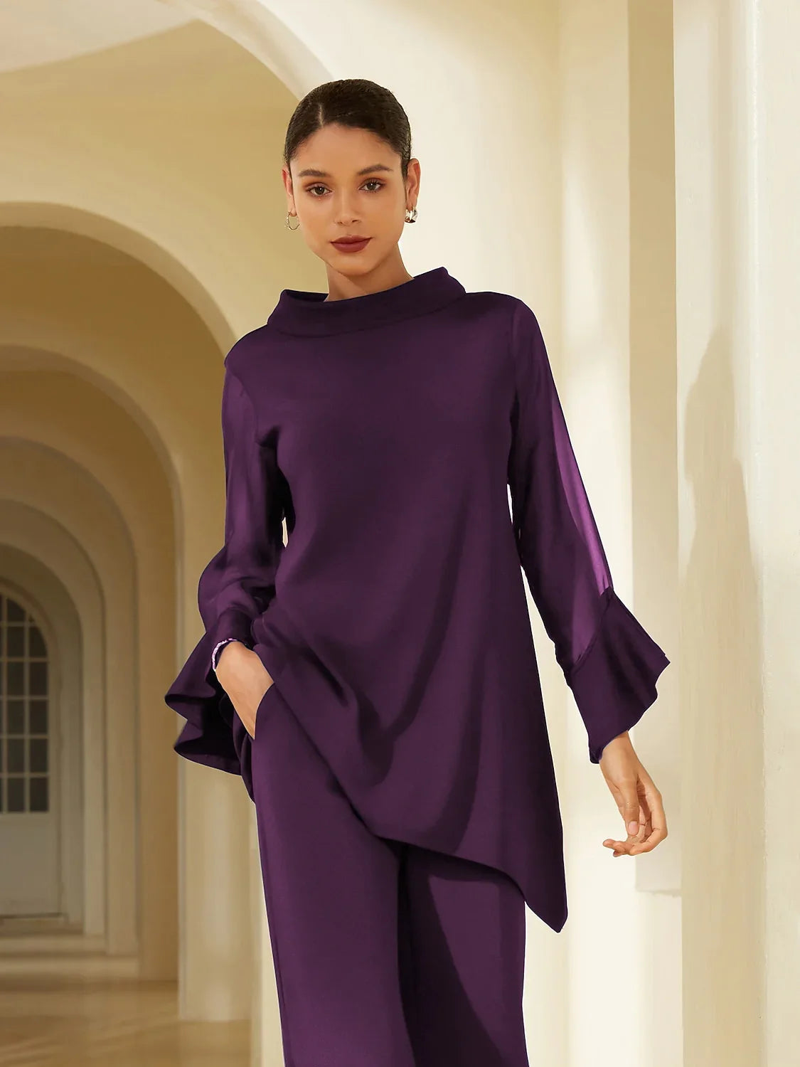 Chiffon Modal Slim Fit Sheer Lightweight Breathable Blouse