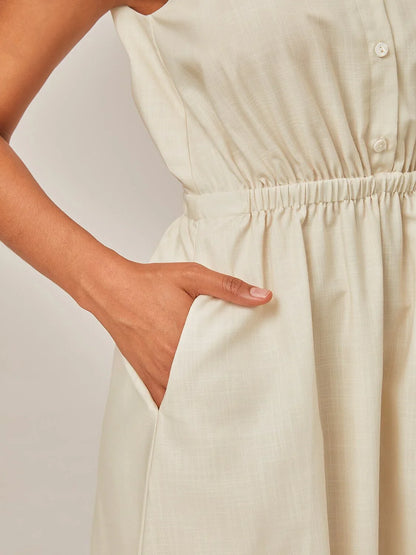 Linen-Like Printed Shirt Dress