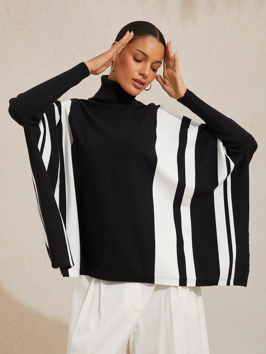 Ribbed Knit Turtleneck Sweater