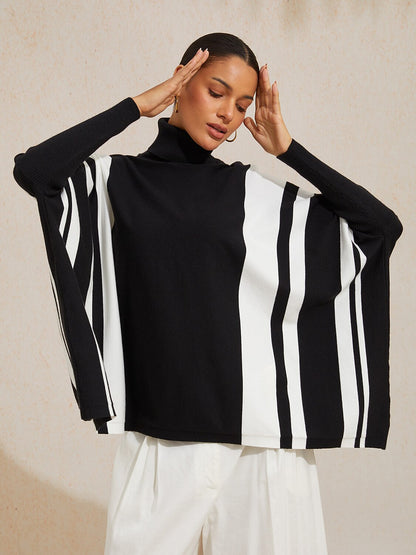 Ribbed Knit Turtleneck Sweater