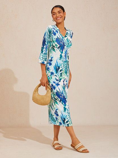 Ocean Bloom Escape High Stretch Knit Dress