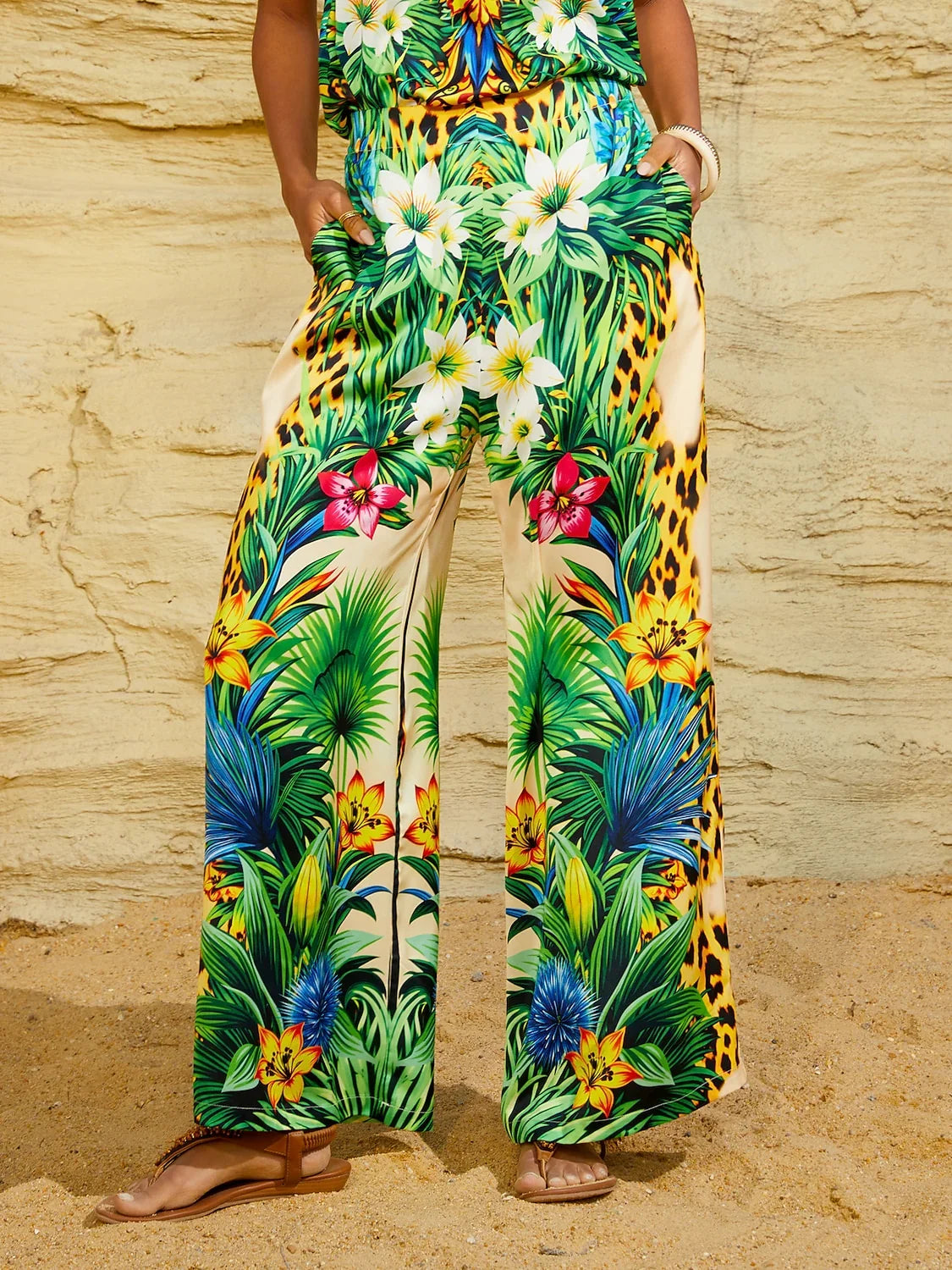 Tropical Temptation Silky Satin Leopard Pants