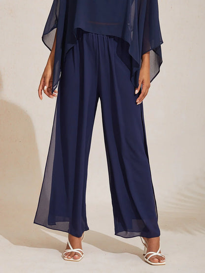 Elegant Slit Layered Wide Leg Pants