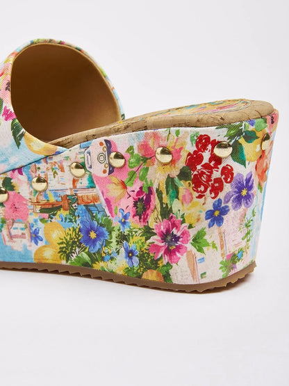Holiday Citrus Garden Canvas High Heel Mule