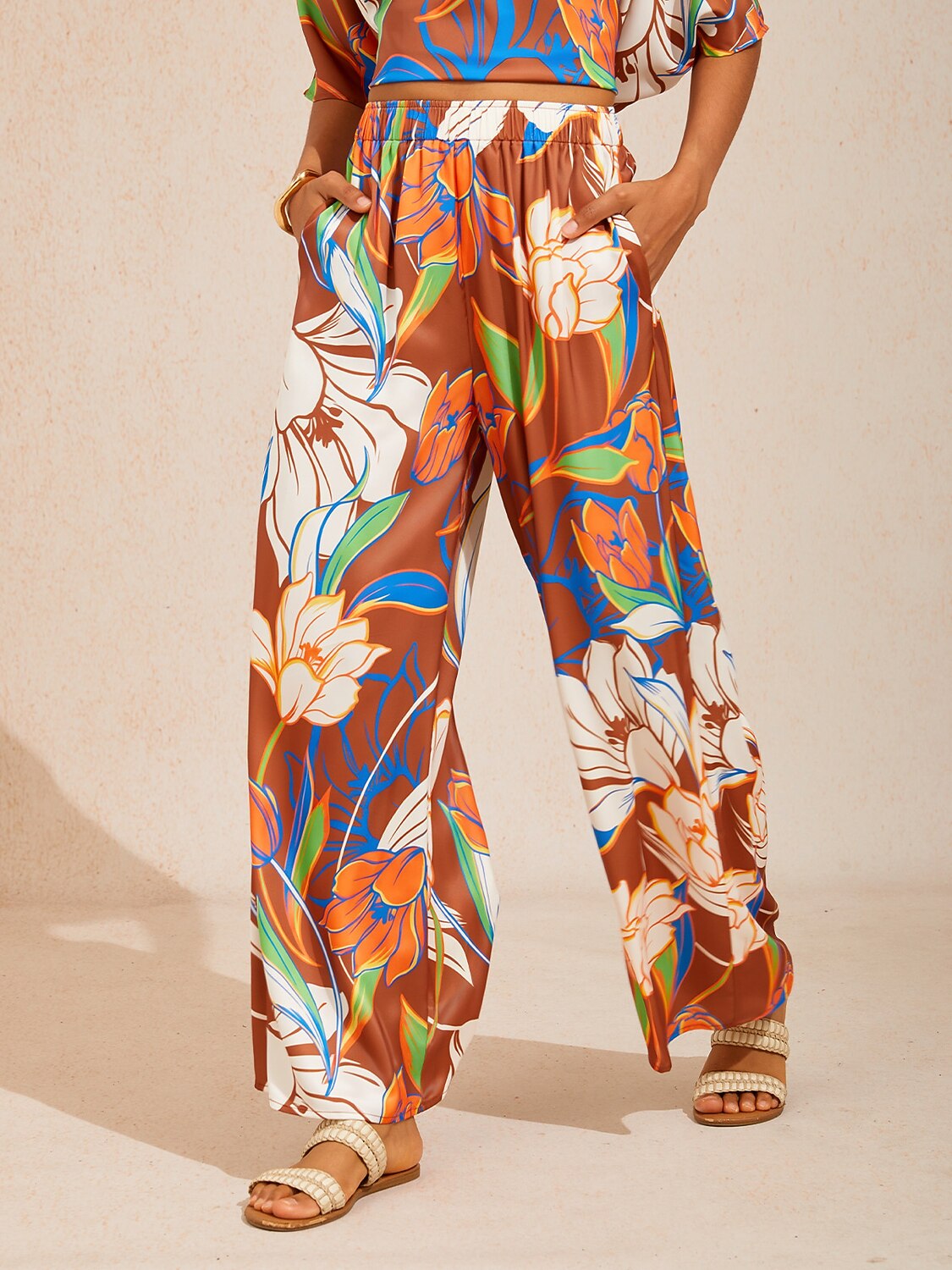 Desert Orchid Silky Satin Wide Leg Pants