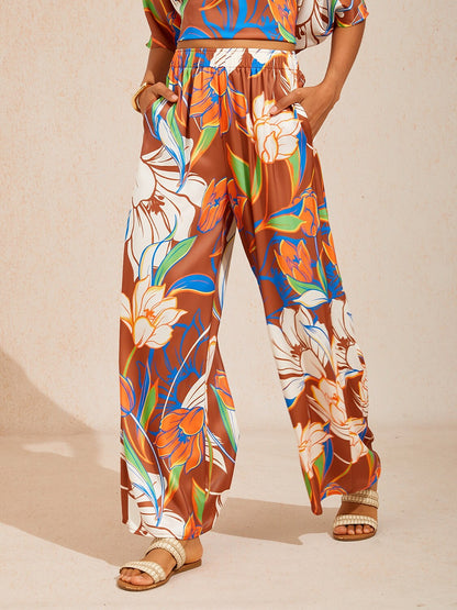 Desert Orchid Silky Satin Wide Leg Pants