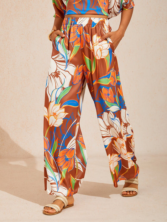 Desert Orchid Silky Satin Wide Leg Pants