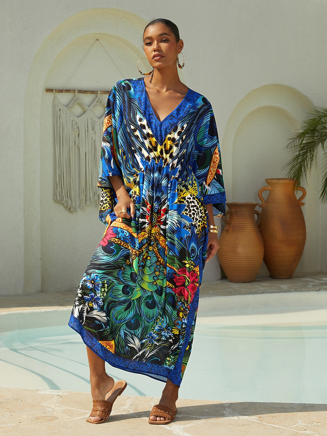 Boho Paisley Flowy Chiffon Kaftan