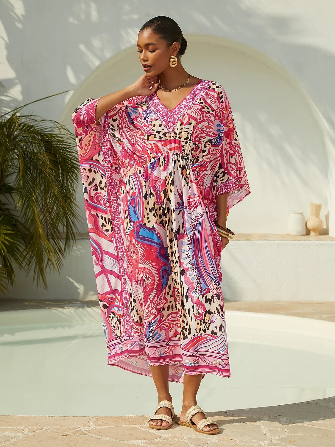 Vintage Jewelry Chiffon Vacation Kaftan
