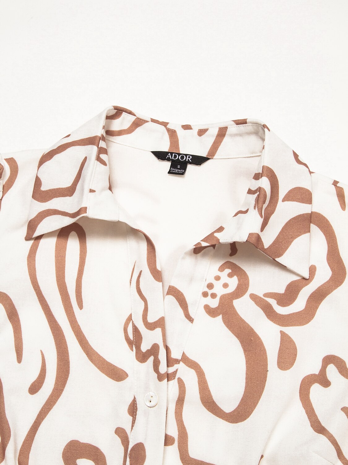 Abstract Floral Linen-Style Classic Shirt Dress