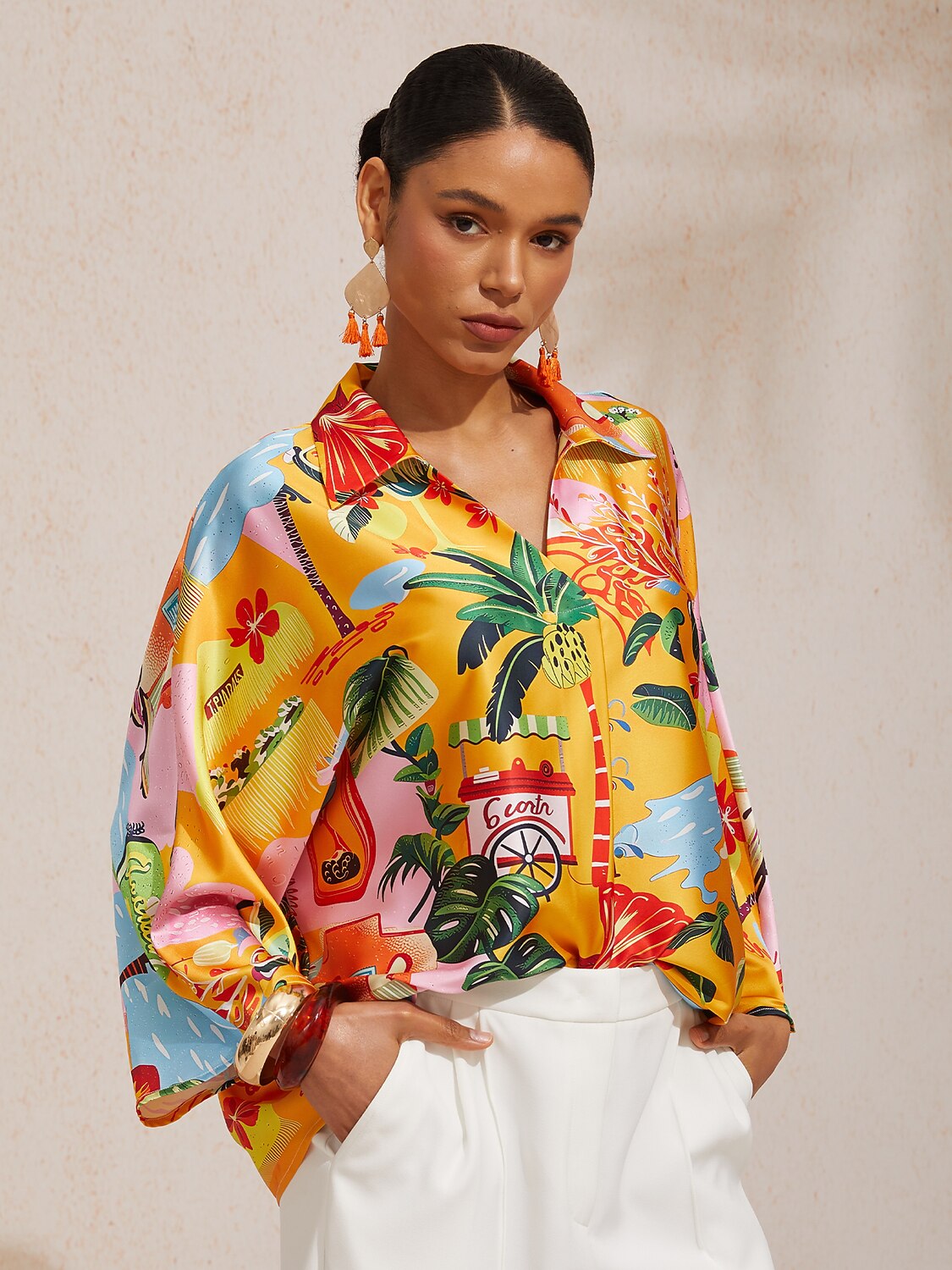 Summer Escape Silky Satin Dolman Top