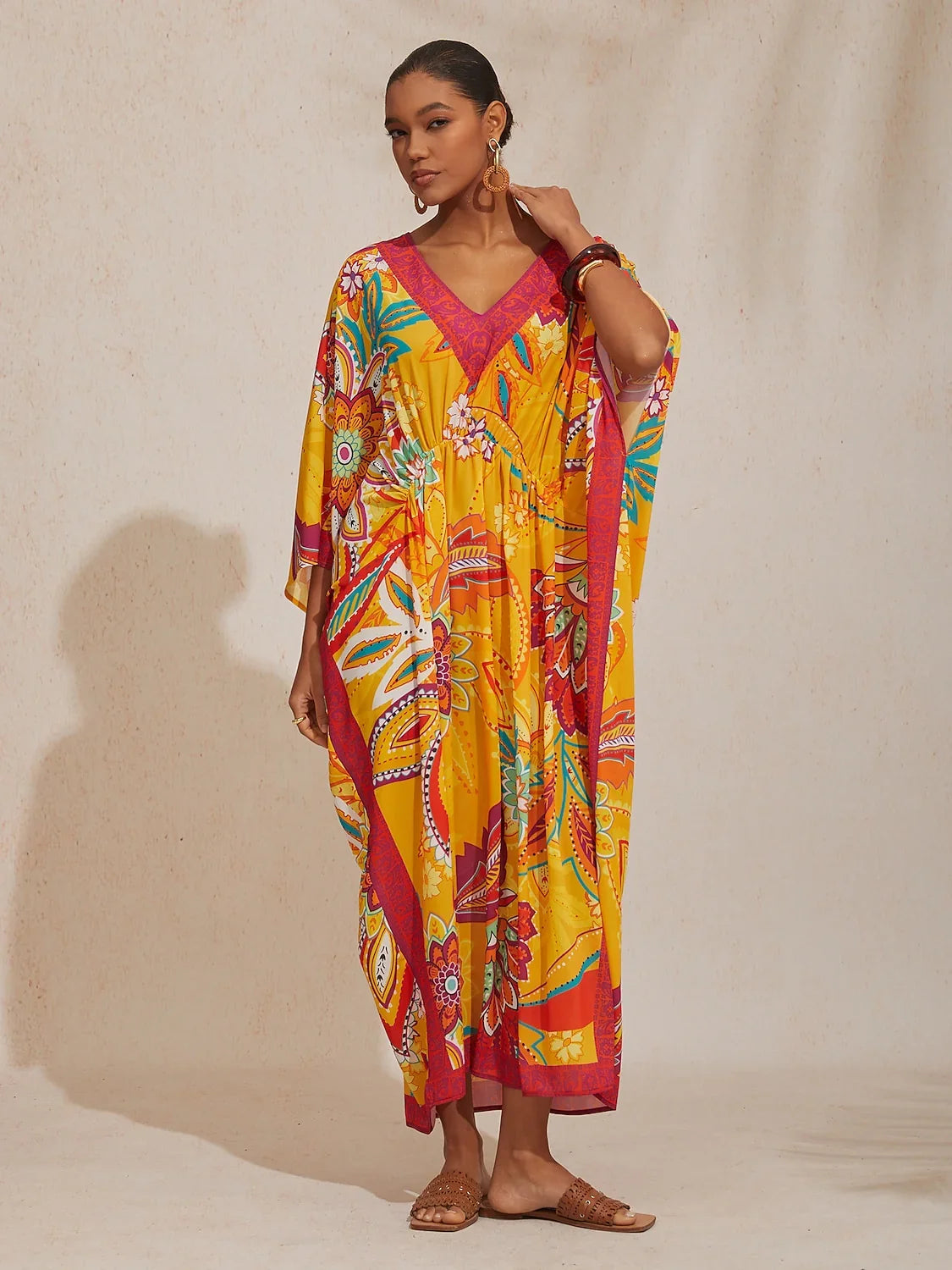 Boho Paisley Flowy Chiffon Kaftan