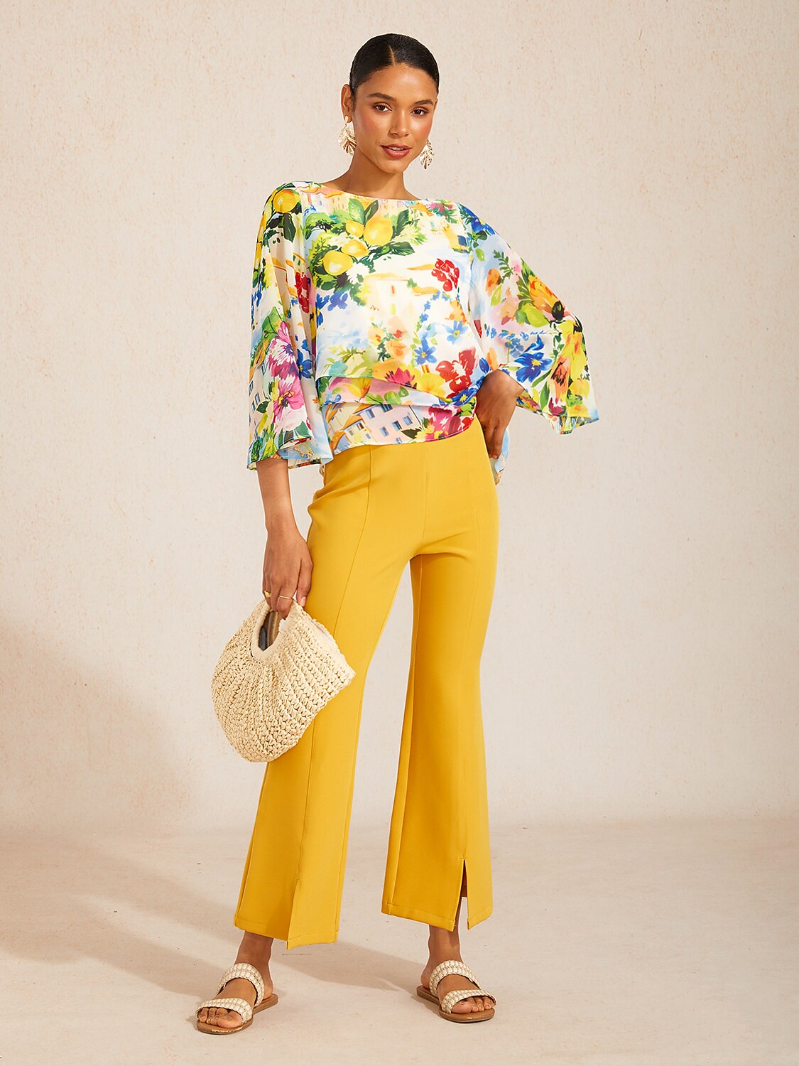 Elegant Slight Stretch Cropped Flared Pants