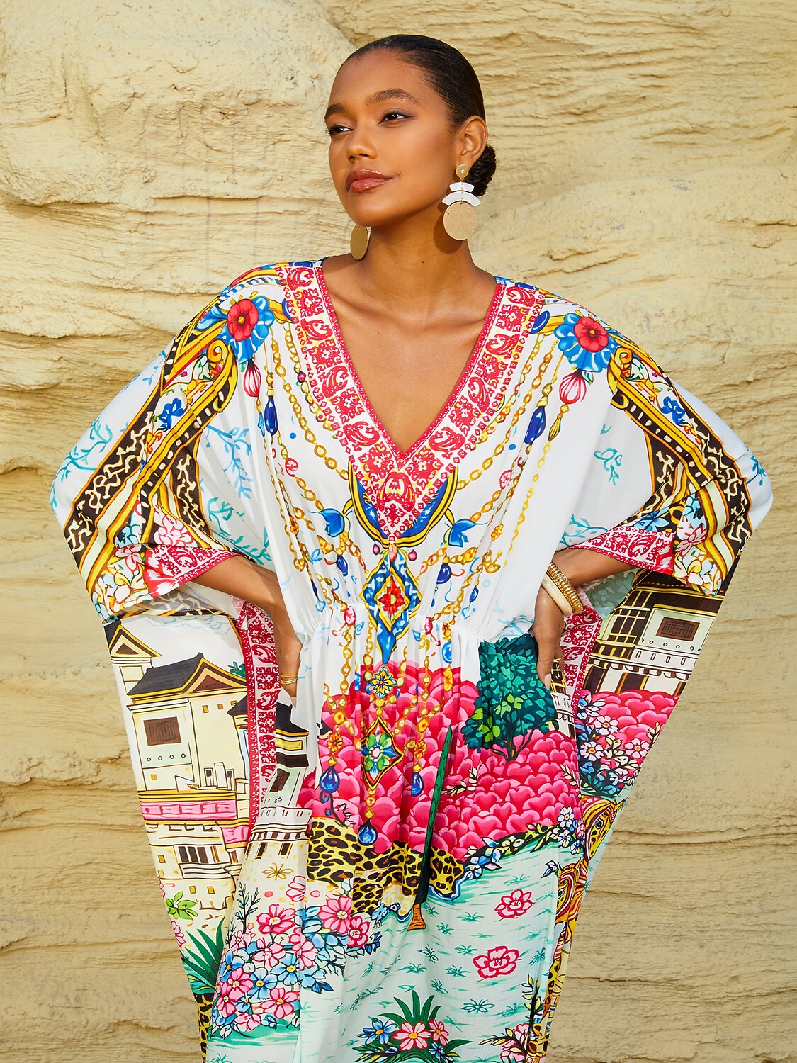 Vintage Jewelry Chiffon Vacation Kaftan