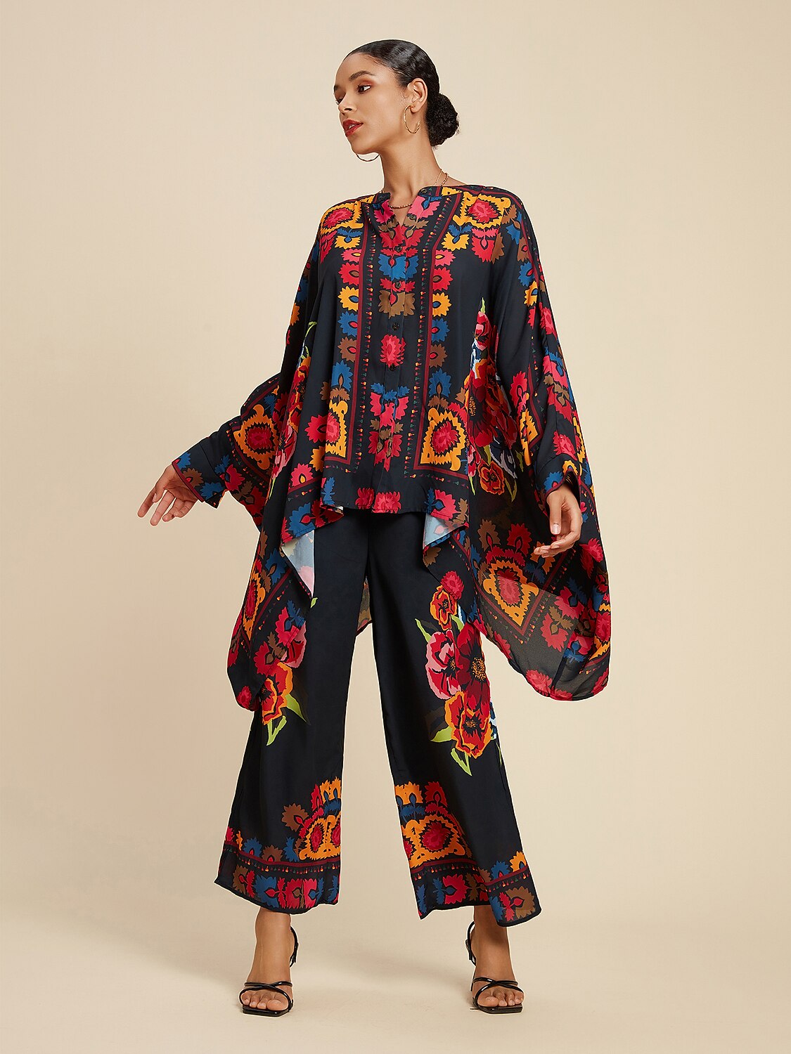 Chiffon Floral Print Elasticated Waistband Pants