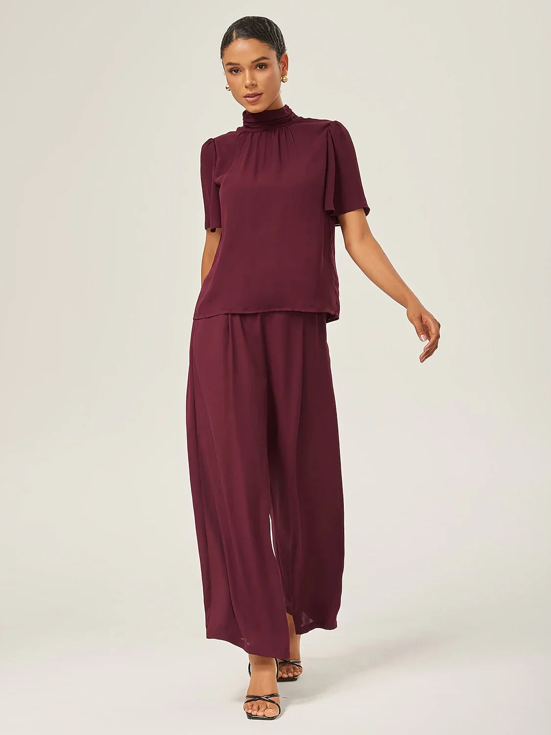 Loose Culottes Wide Leg Full Length Chiffon Pants