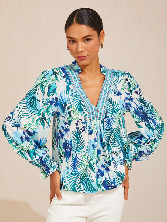 Ocean Bloom Escape Viscose Blouse