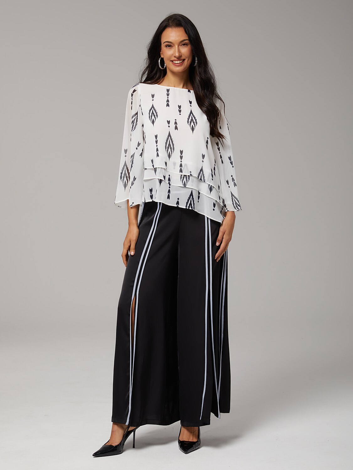 Satin Contrasting Binding Process Elegant Wide Leg Culottes