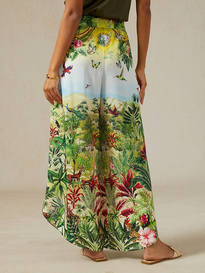 Olive Eden Silky Satin Slit Wide Leg Pants
