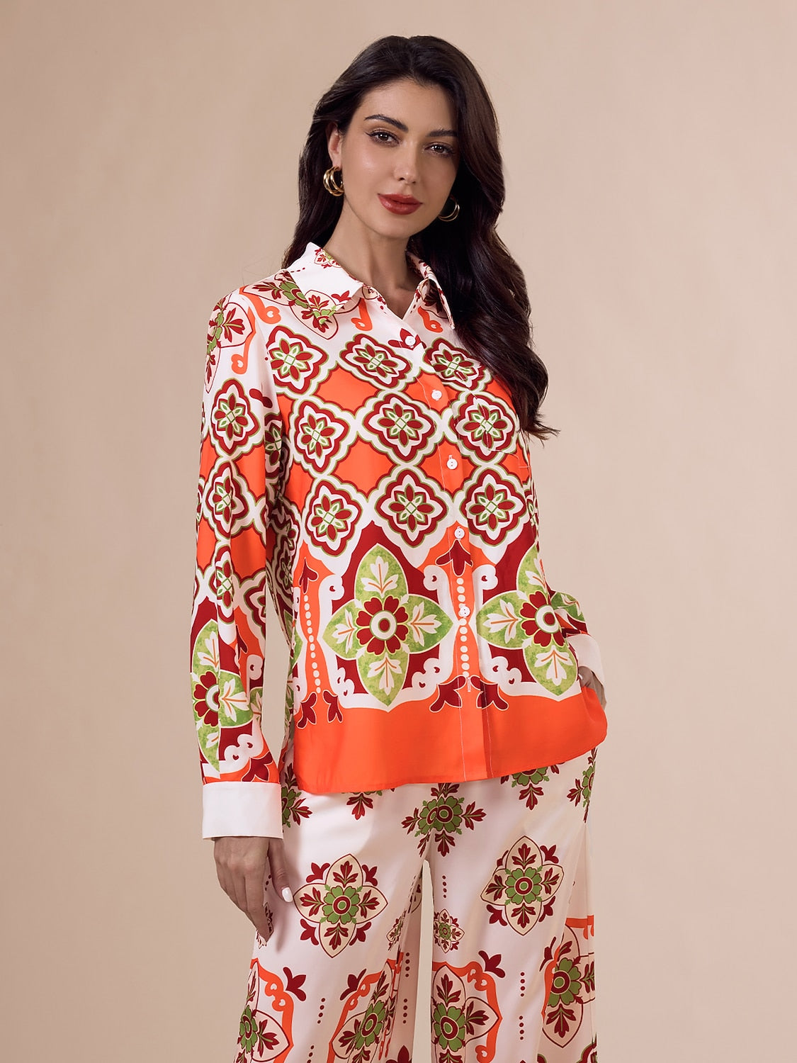 Bohemia Casual Satin Long Sleeve Shirt