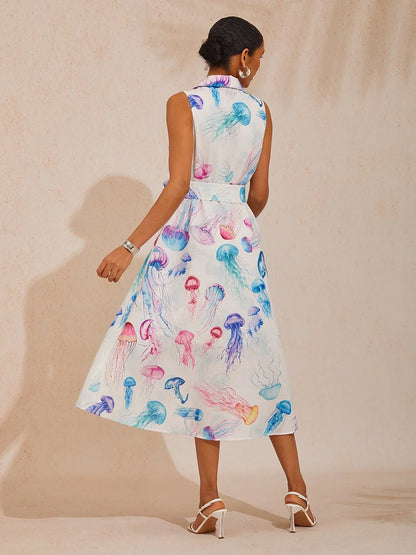 Ethereal Jellyfish Drift Linen Effect Maxi Dress