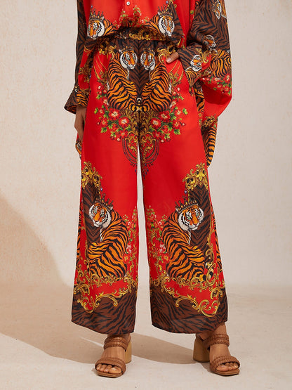 Tropical Temptation Flowy Chiffon Wide Leg Pants