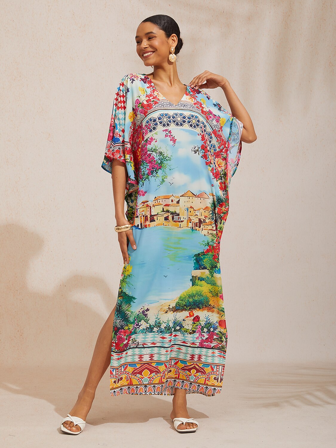 Indigo Tigress Flowy Chiffon Maxi Dress