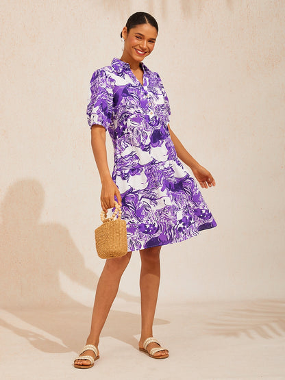 Graphic Art Mustang Linen Look Midi Dress