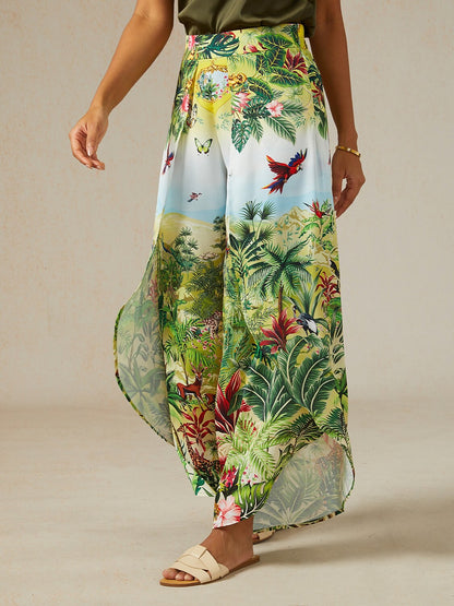 Olive Eden Silky Satin Slit Wide Leg Pants