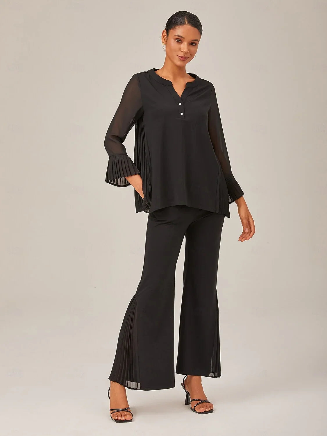 Stylish Pleated Contrast Tencel Pants