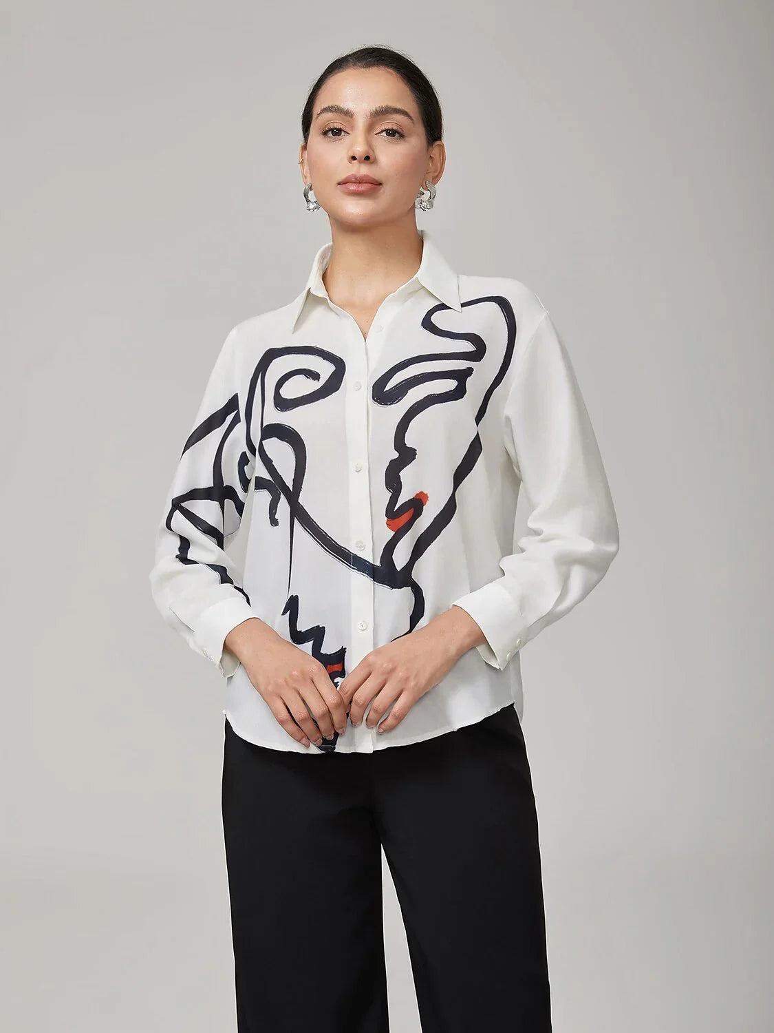 Artistic Print Long Sleeve Shirt