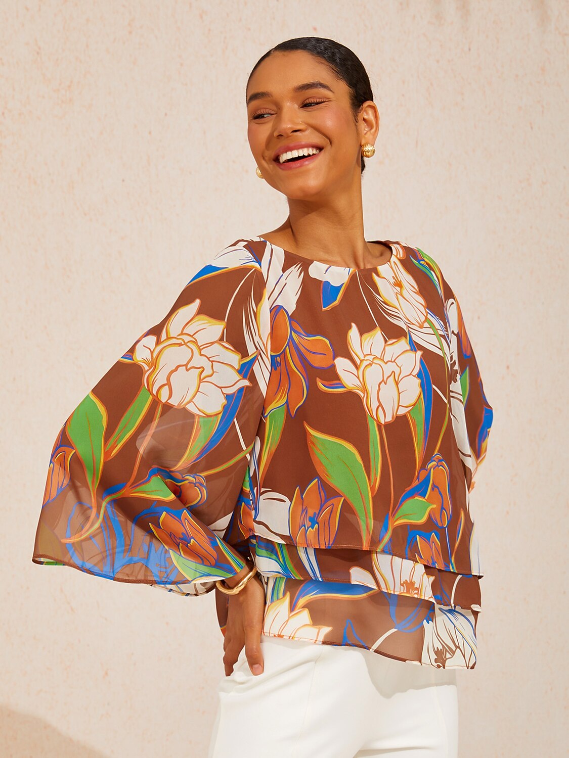 Desert Orchid Layered Chiffon Blouse