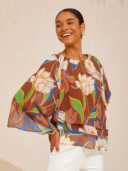 Desert Orchid Layered Chiffon Blouse