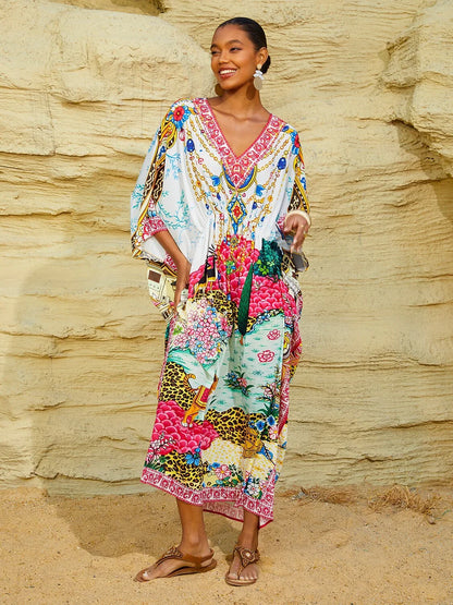 Dream Village Flowy Chiffon Batwing Sleeve Kaftan