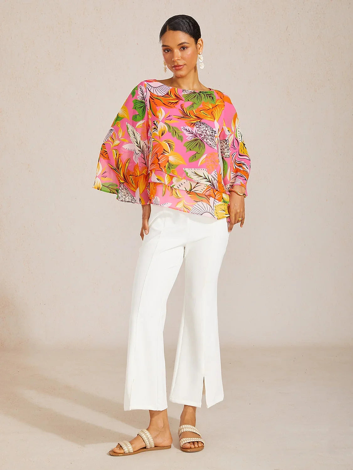 Ocean Bloom Reverie Chiffon Layered Top
