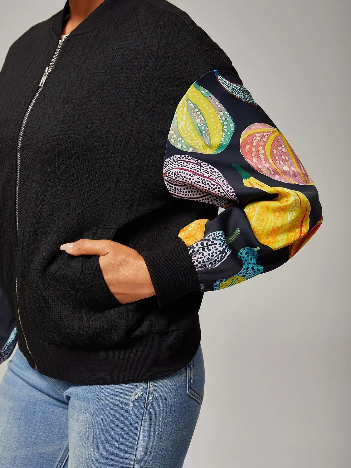 Casual Patchwork Pumpkin Print Jacket