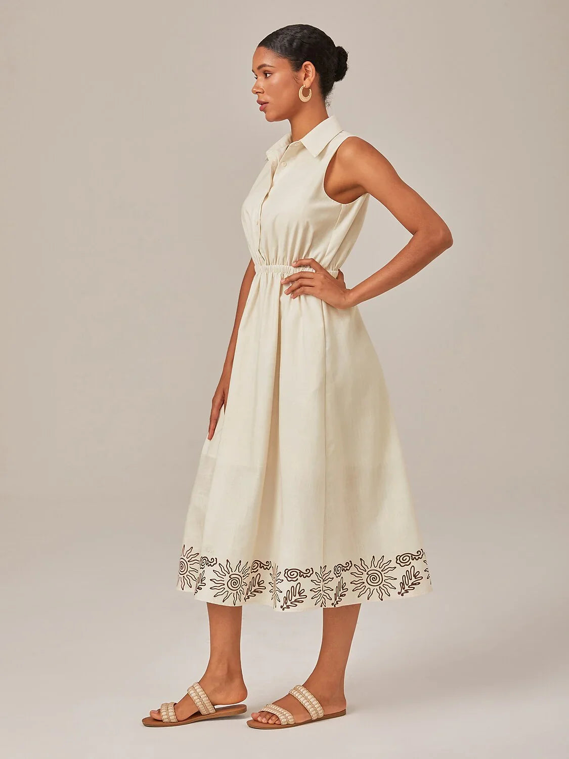 Linen-Like Printed Shirt Dress